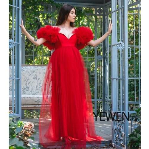 V Neck Off Shoulder Maternity Dress for Photo Shooting Baby Shower Formal Dresses Photography Props YEWEN 2021