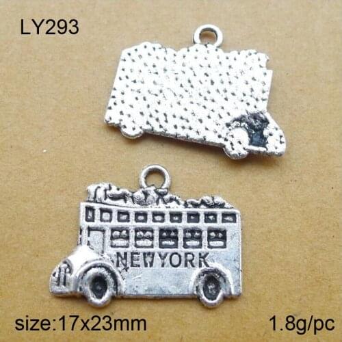 25pcs/lot 17x23mm Antique Silver Zinc Alloy NewYork Bus Charms Pendant For Jewelry Making