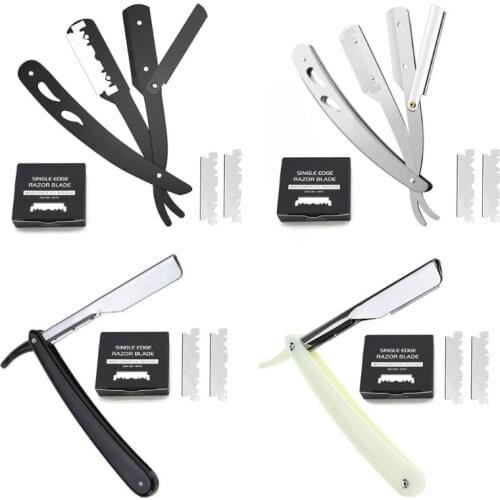 Professional Barber Sharp Straight Edge Razor with 100pcs Stainless Steel Single Edge Razor Blades