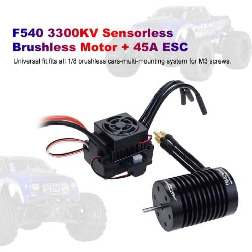 RC F540 4370KV/3300KV Waterproof Sensorless Brushless Motor and 45A Brushless ESC Combo Set For 1/10 RC Racing Car Boat