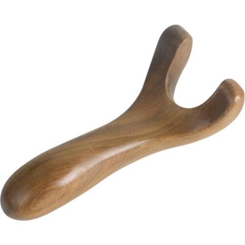 Handheld Massage Stick, Vietnam Wood Two-prong Meridian Massager, Body Acupoint Massage, Use to Massage Muscle Aches and Pain