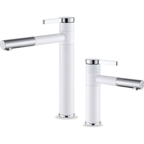 White Brass Basin faucet Rotation 360 Degree Type Faucet Paint basin Faucet AM1688