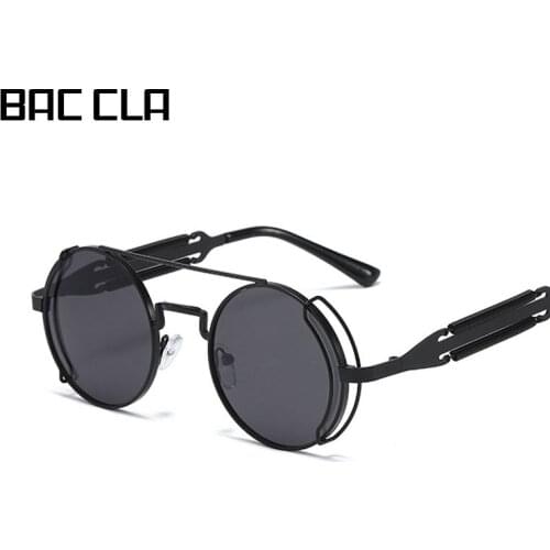 BAC CLA New Red Metal Round Sunglasses Gothic Steampunk Sunglasses Mens Womens Fashion Retro Vintage Shield Eyewear Shades