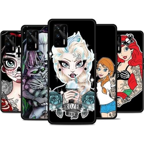 Tattoo Cartoon Princess For Realme 8 GT Neo Flash Edition Explorer Master Q3 Pro Narzo30 C21 C11 C20A C21Y Phone Case