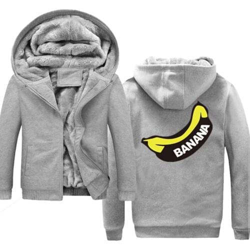 New Cool Banana Pattern thicken men sweatshirt spring winter warm fleece hoodies men brand-clothing men hoody jacket