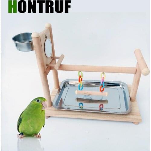Bird Supplies Bird Toys Parrot Wood Playground Perch with Ladders Feeder Bird frame Stand Cage Bird Suspension Bridge