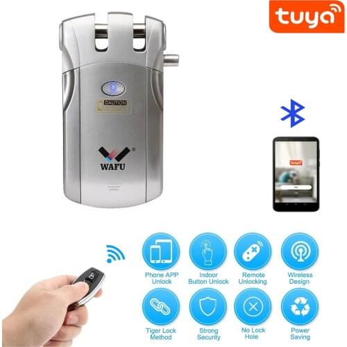 Tuya Wireless 433MHZ Smart APP Bluetooth-compatible Remote Control Electric door Lock Invisible Keyless with 4 Remote Control