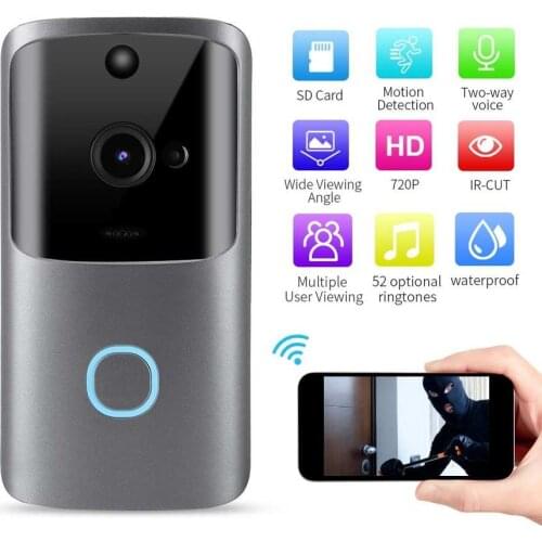 Gray Ring Video Doorbell Camera Wireless WiFi Security Phone Bell Intercom 720P HD UK 110-240V Hot