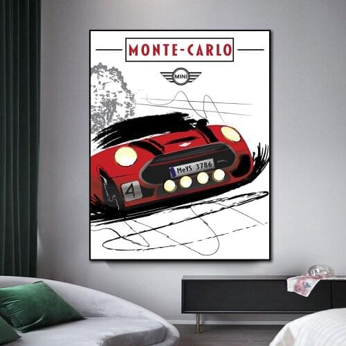 MONTE-CARLO Vintage Racing Car Classic Car Poster Print On Canvas Painting Home Decor Wall Art Picture For Living Room