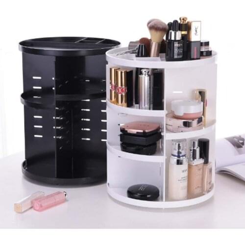 360-degree Rotating Makeup Organizer Nail Polish Rack Brush Holder Jewelry Organizer Case Jewelry Makeup Cosmetic Storage Box