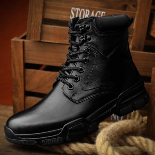 Top Quality Handmade High Shoes Boots Winter Boots With Fur Genuine Cow Leather Mens Fashion Shoes Warms Ankle Boots Snow Shoes