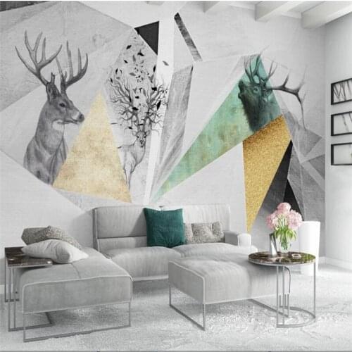 Wellyu Customized large murals fashion home improvement Nordic simple elk abstract geometric square background wall