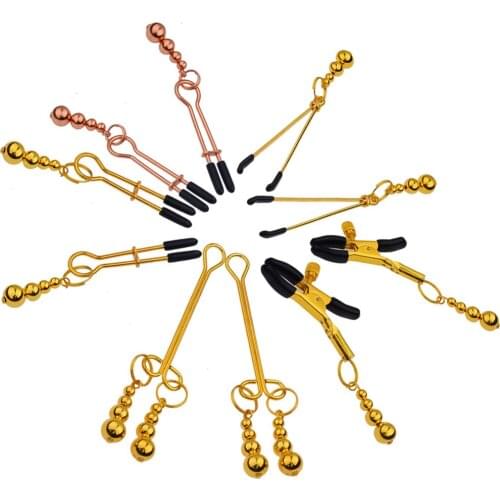 Golden Beads Nipple Clamp Woman Sexy Adjustable Nipple Clamps Breast Bdsm Adult Fetish Flirting Teasing Sex Toys For Couples 18