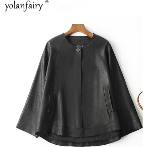 Womens Leather Jacket 100% Sheepskin Coat Female Casual Jackets for Women Spring Autumn 2021 Chaqueta Cuero Mujer Pph5067