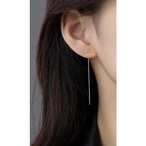 Real 925 Sterling Silver Letter T Tassel Stud Earrings For Fashion Women Party Minimalist Fine Jewelry Cute Accessories