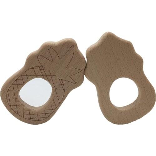 1Pcs Baby Wooden Teether Food Grade Beech Cartoon Pineapple Wooden Shape Nipple Wooden Teether Newborn Toys