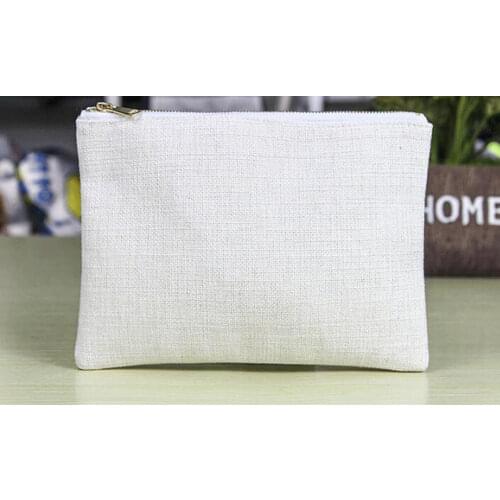 10pcs 16*23cm Gold Zipper Cosmetic Bag Sublimation White Blank Cotton linen makeup bag