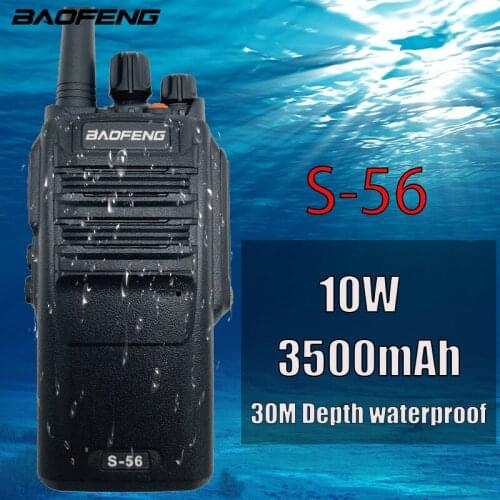 10W High Power BAOFENG BF S-56 Waterproof Walkie Talkie rádio 10KM Long Range CB Ham Radio Station 3500mAh UHF Transceiver рация