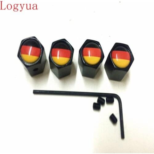 4Pcs/Lot Germany Flag Logo Black Sliver Theftproof Metal Car Tire Valve Cap Stem Air Caps For Cars