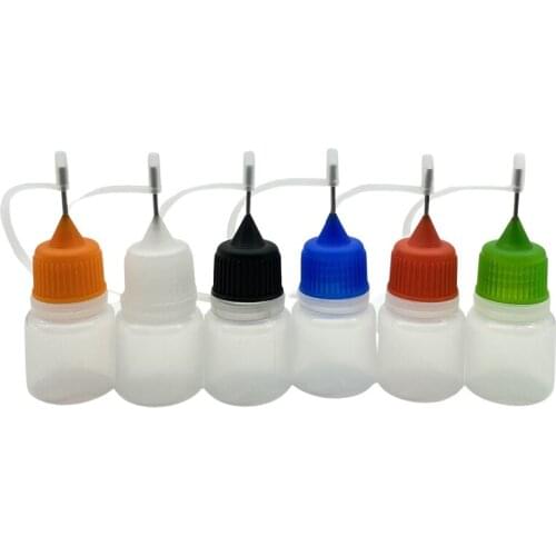 5pcs 3ml Empty Container Soft PE Dropper 3CC Vial For Liquid Plastic Bottle With Colorful Metal Needle Screw Cap Jar