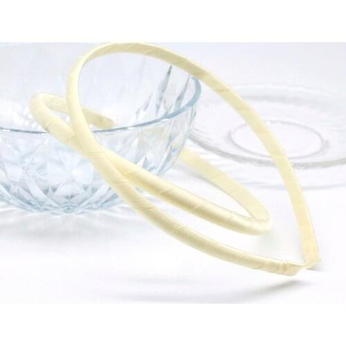 50 pieces-8mm vintage nice Satin Covered ribbon rolled high quality Plastic Headband in Ivory never break off