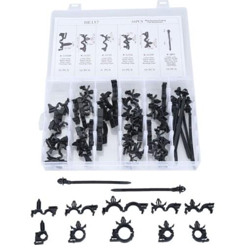 56PCS Car Clip Wiring Harness Wire Loom Routing Clips Assortment Retainer Car Clips Contains 6 Sizes Replacem for Honda GM Mazda
