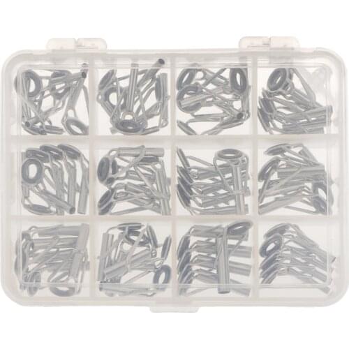 60Pcs Assorted 12 Sizes Stainless Steel Fishing Rod Guide Tip Repair Kit