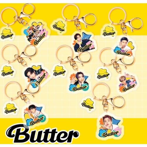 8 Pcs/lot Kpop Boys Acrylic Keychain Butter Jungkook V Rm Suga Jin Jhope Jimin Figure Decorate Bag Pendant Key Ring Toy Gift