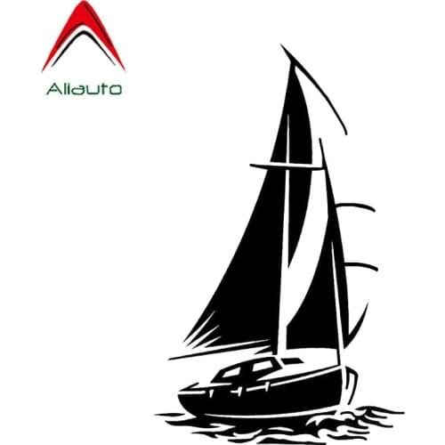 Aliauto Cretive Car Sticker Funny Yacht Boat Ship Sea Ocean Waves Auto Accessories PVC Decal for Mazda 3 Subaru Golf 4,16cm*10cm