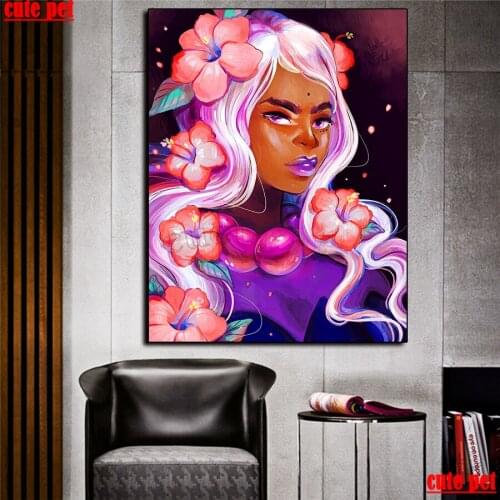 Diamond Painting Rhinestone Cartoon anime flower girl DIY Diamond Embroidery Cross Stitch diamond Mosaic Sale decoration salon