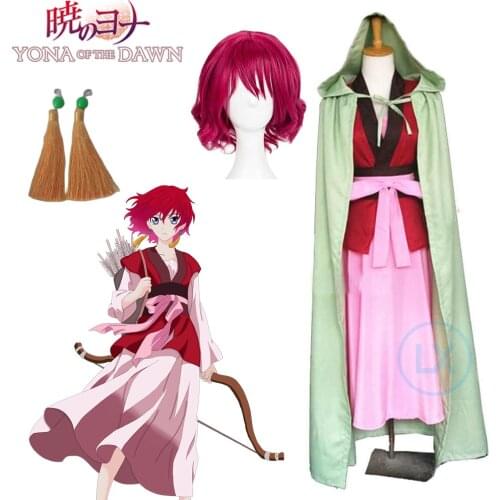 Anime Akatsuki no Yona Princess Yona of the Dawn Princess Dress Cloak Women Cosplay Costume Outfits Full Set Adult