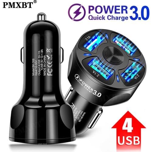 4 Port Car USB Charger Quick Charge 3.0 4.0 Fast Charging Phone Charger For iPhone Xiaomi Mobile Phone In Car QC3.0 4 USB 5V/7A