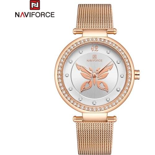 NAVIFORCE Women Watch Luxury Simple Lady Quartz Wristwatch Elegant Girl Bracelet Female Clock Relogio Feminino 2021 Butterfly
