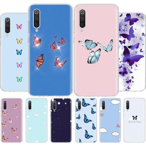 Sky & Butterfly Pattern Phone Case For Xiaomi MI 8 9 10 5X 6X A1 A2 A3 CC9E 9T NOTE10 Pro Lite Cover Coque soft Silicone TPU