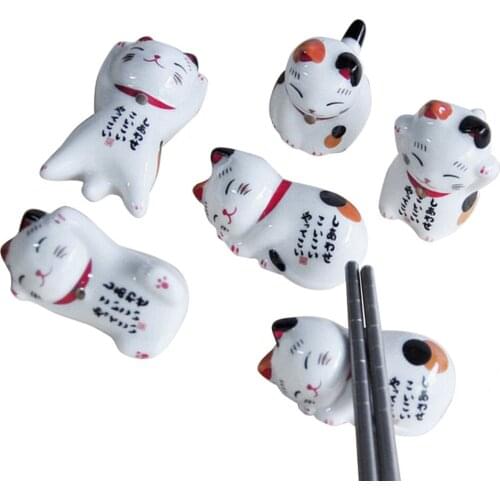 Lucky Cat Chopsticks Holder Japanese Ceramic Chopsticks Care Ceramic Lucky Cat Home Hotel Ceramics Cute