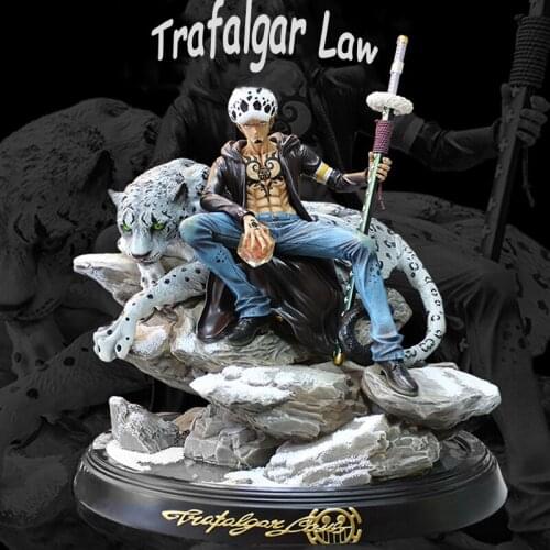 27cm Anime Figure One Piece GK Trafalgar Law Snow Leopard Scene Anime Statue Action Figure Doll Model Toy Children Gift