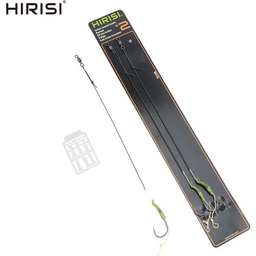 Carp Fishing Hook Link with Coated Line Ready Made Fishing Hair Rigs with Barbed Hook and Boilie Stoppers