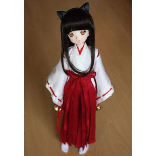 [wamami] 3pcs Wihte&Red Inuyasha Kimono Miko Anime Suit 1/4 MSD 1/6 1/3 SD DZ Doll BJD Dollfie