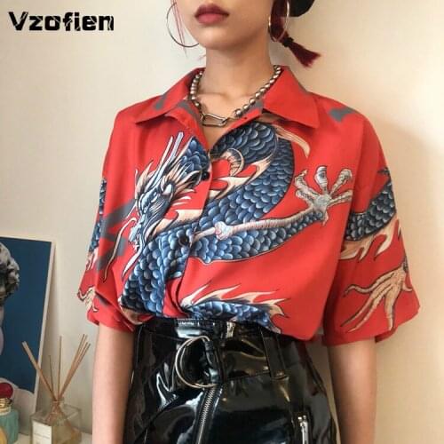 Chinese Style Tang Suit Harajuku T Shirt Women Men Hanfu Blouse Vintage Dragon Printed Loose Japanese Kimono Streetwear cardigan