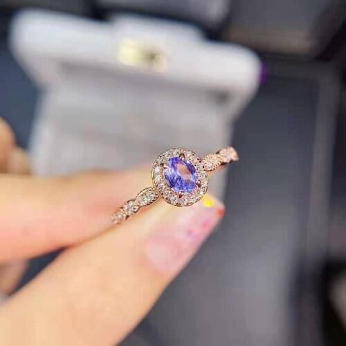 Natural High Purity Tanzanite S925 Classic Style Ring Charming Fine Fashion Wedding Jewelry for Women Free Shipping MeibaPJFS