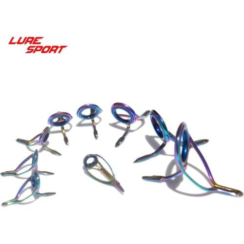 LureSport 9pcs Guide Top set Casting Rod Building Component KW Rainbow frame guide Fishing Pole Repair DIY Accessory