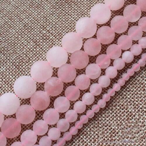 Frost Natural Rose Quart Round Beads15"/38cm,For DIY Jewelry making ,provide mixed wholesale for all items