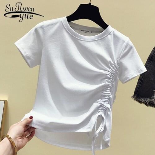 Summer short sleeve T-shirt women tops camisetas verano mujer 2021 o-neck solid white t shirt women casual tshirt women 4958 50