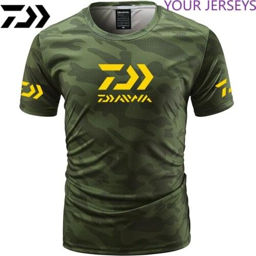 Summer Daiwa Clothing For Fishing Camouflage Outdoor Fishing Tshirt Breathable Letter Short Sleeve Top Sport Quality Fishing Tee