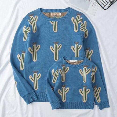 New 2020 Fashion Family Cactus Knit Mother Baby Cotton Mommy and Me Clothes Family Clothing Family Matching Outfits