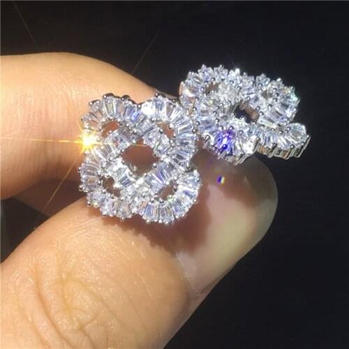Charm Flower shape Earring 925 Sterling silver 5A zircon Cz Engagement wedding Stud Earrings for women Bridal Party Gift