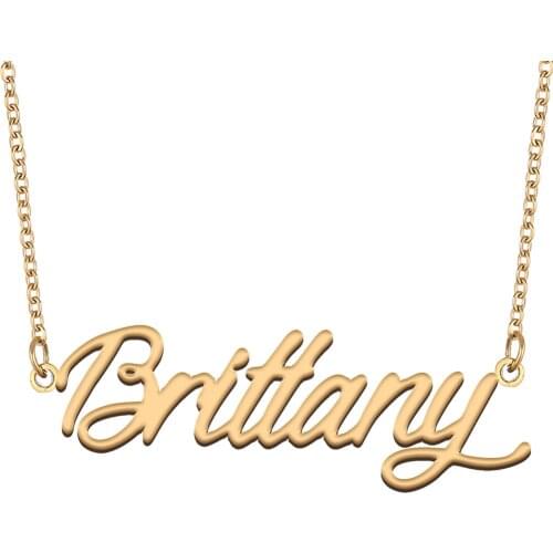 Brittany Name Necklace for Women Stainless Steel Jewelry 18k Gold Plated Nameplate Pendant Femme Mother Girlfriend Gift