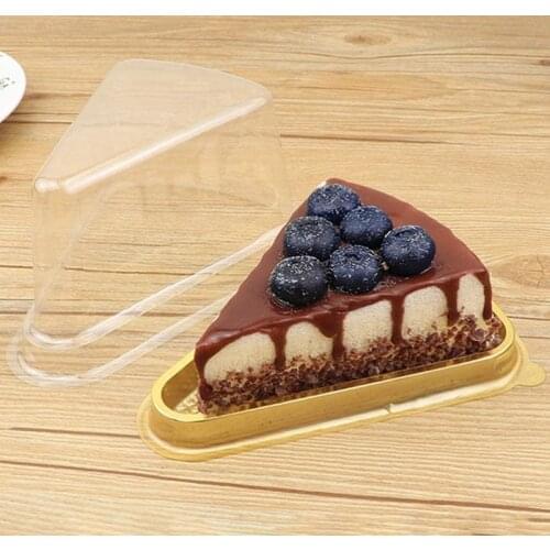 100Pcs Cake Slice Plastic Clear Cupcake Container Cheesecake Box with Blister Box