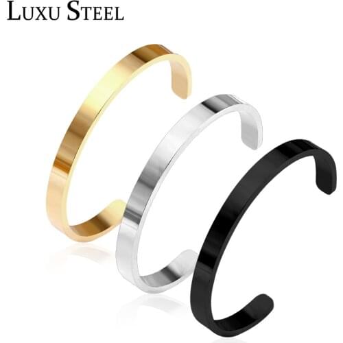 LUXUSTEEL Luxury Jewelry Stainless Steel Cuff Bangles For Women/Men Gold Bangles Female Mujer Daily Wear Bijoux