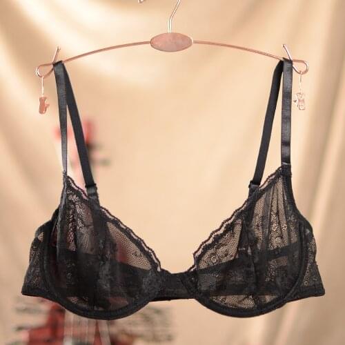 Sexy lace fashion ultra-thin breathable underwear womens thin transparent gauze lace plus size bra